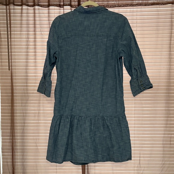 ☀️🥖🇫🇷👩‍🎨GAP Cotton 3/4 Sleeve Blue Chambray Shirt Dress Large EUC - Picture 6 of 6